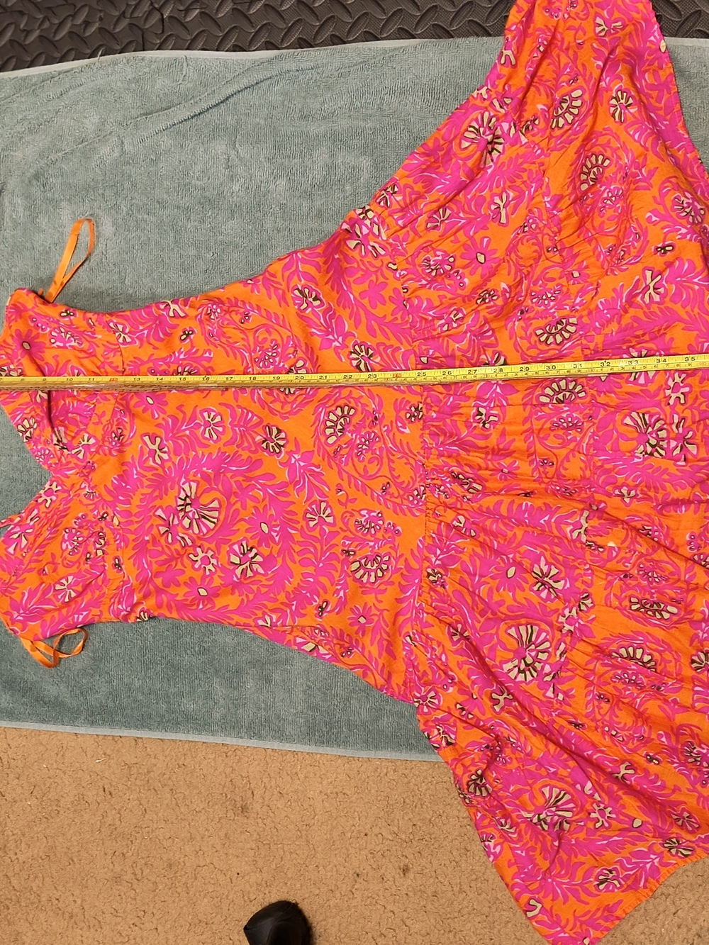 GAP Y2K 2006 Pink Orange Floral Drop Waist Dress Size 2 - Picture 4 of 13